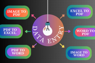 convert word to pdf, excel to pdf, data entry, web research