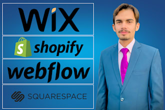 design wix website, redesign shopify store, webflow, squarespace