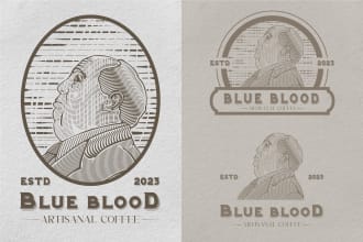 draw vintage mascot in linocut style for your brand