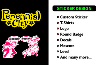 design sticker, tshirt, logo, round badge, decals, labels