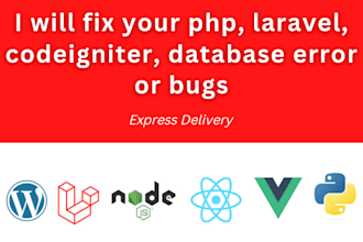 fix your php, laravel, codeigniter, database error or bugs