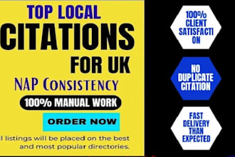 350 UK local listing citations and directory submission for local seo