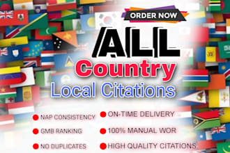 do 300 all country local citations USA, canada, UK, australian, germany, ireland