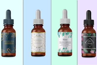 create beautiful cosmetic labels for hair oil and serum bottles