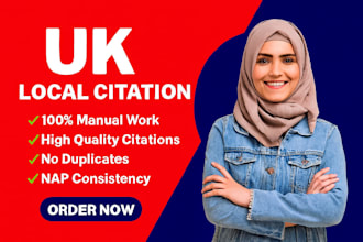 do 300 UK local citations and directory submission for local seo