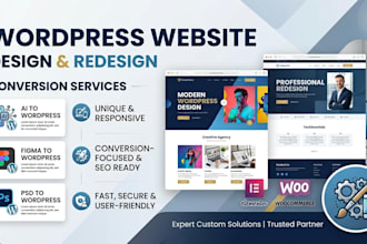 design, redesign, convert figma, PSD, ai to wordpress with elementor
