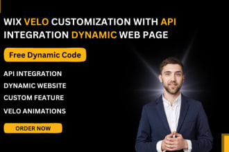 wix studio website with velo custom code, api integration