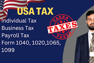 prepare or efile US tax return for business and individual form 1040, 1065, 1020