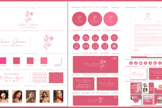 design social media kit, luxury signature logo, complete branding kit