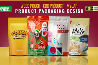 design unique weed pouch, cannabis die cut mylar bags, cbd and jar product label