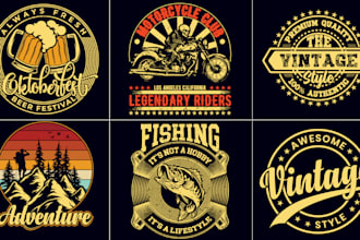 do custom graphic illustration typography retro vintage t shirt design and logo