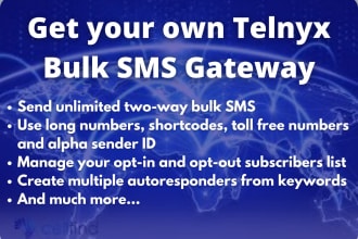 install bulk SMS marketing gateway to send bulk SMS worldwide with telnyx API