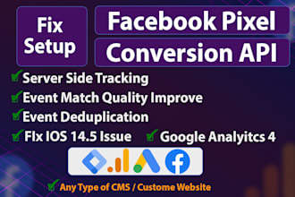 setup facebook pixel, fix meta conversion API, GTM server side tracking expert