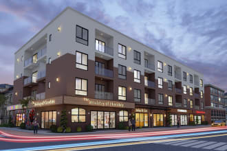 design and 3d rendering apartment complex, office buildings