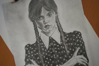 draw pencil sketch portrait from photo and make time lapse