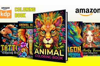 design grayscale adult coloring book cover and pages
