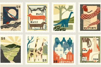 draw a custom postage stamp design