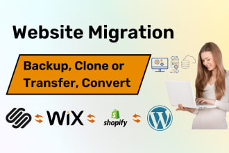 clone migrate or move your any website to wordpress wix shopify squarespace