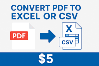 convert PDF to excel or CSV fast in 24 hours