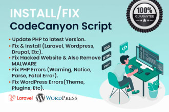 install, fix or customize any codecanyon, code canyon PHP script