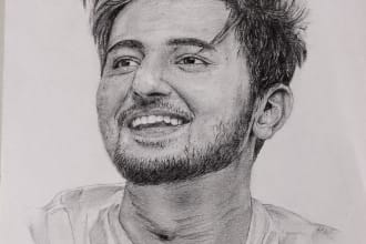 do pencil portrait sketch and colour pencil