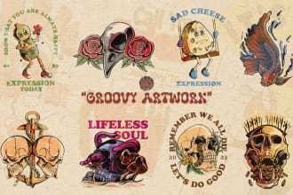 create a vintage illustration for t shirt and merchandise