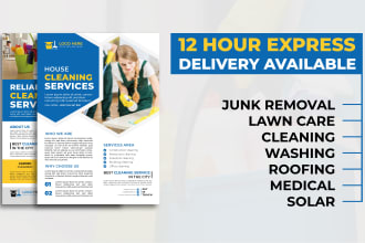 design modern junk removal, lawn care, roofing, cleaning flyers, or postcards