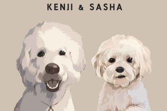 do pet portrait illustration, painting, ai modification