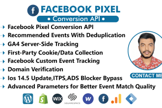setup facebook pixel conversion API,capi ecommerce,react,php,clickfunnel via gtm