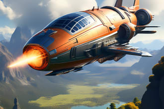 design spaceship, sci fi illustration and sci fi art