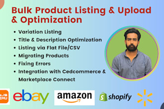 do bulk product listing on shopify, temu, amazon, ebay, and walmart