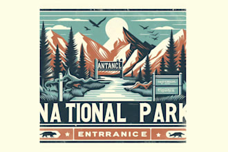 create retro vintage national park logo with unlimited revisions