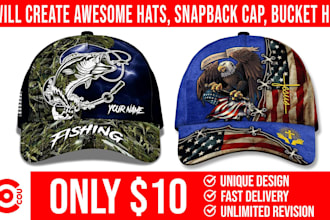 create awesome hats, snapback cap, bucket hat