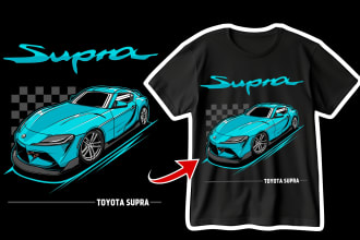 draw car vector illustration for t shirt design