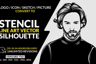 turn your picture into a clean stencil or line art vector