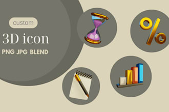 create modern 3d icons for presentations and programs, game