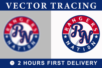 do vector tracing, redraw logo, clean up and convert vector
