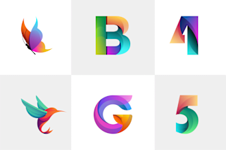 do abstract minimalist modern lettering gradient 3d app logo