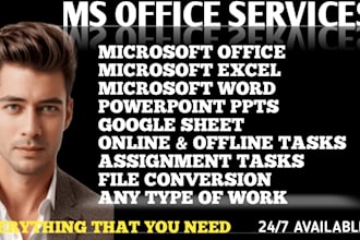 do urgent ms excel assignments, ms word and powerpoint projects