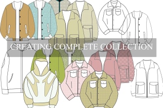 create complete fashion collection with technical tech pack