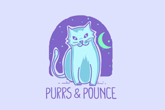 create an expert, distinctive, and contemporary cat logo design for you