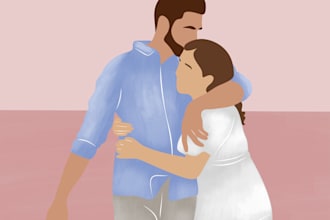 draw faceless, minimalist portrait for you, couple or family