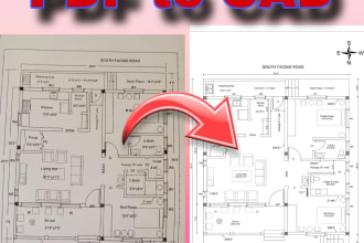 convert your floor plan PDF, jpg, sketch to cad, dwg,