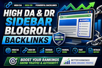 create high da and DR sidebar blogroll backlinks