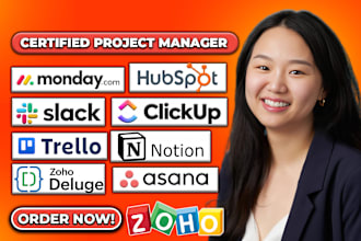 do project management on monday, clickup, asana, trello, monday crm, slack, crm