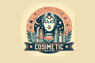 create an eye catching retro vintage cosmetic shop logo for you in one day
