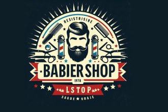 design eye catchy retro vintage barber shop logo with express delivery