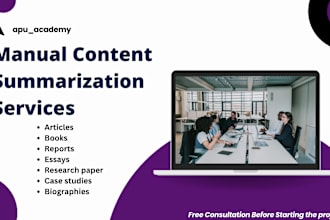 manually summarize content, books and plagiarism free