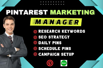 manage SEO and create pin boards in my role as your pinterest marketing manager