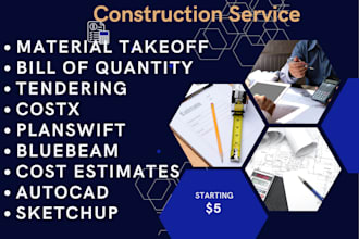 quantity material takeoff planswift costx bluebeam estimation